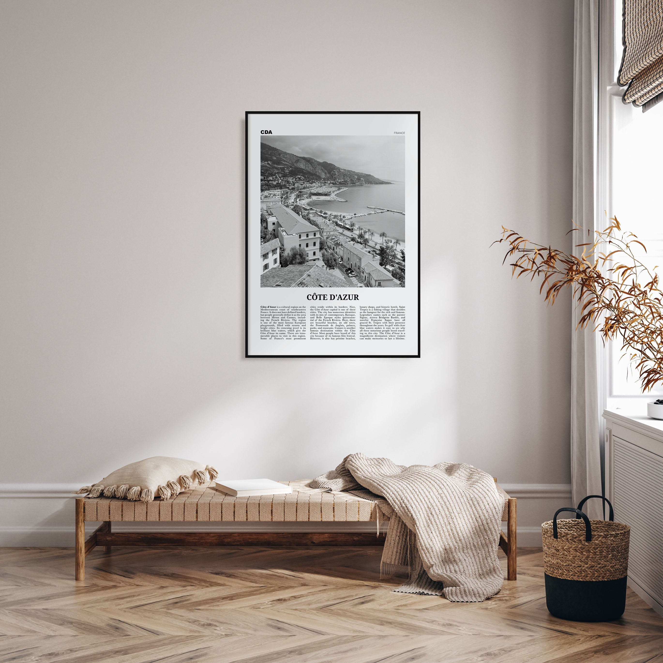 Cote d'Azur Travel B&W Poster