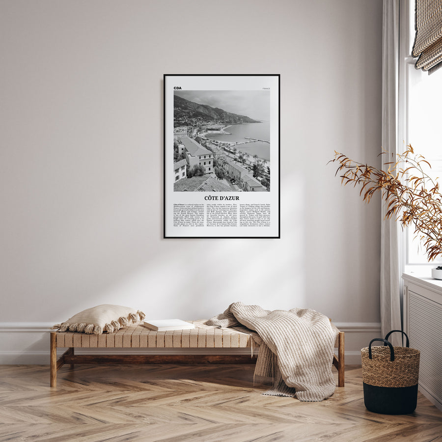 Cote d'Azur Travel B&W Poster