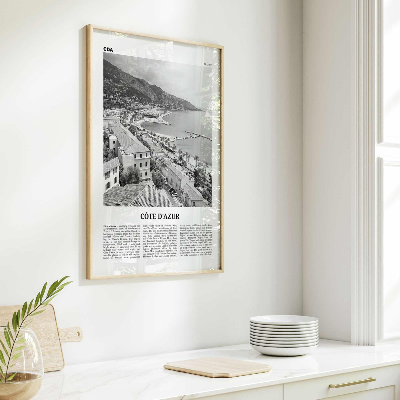 Côte d’Azur Print Black and White, Côte d’Azur Wall Art, Côte d’Azur Poster, Côte d’Azur Photo, France, Côte d'Azur, French Riviera, Azure