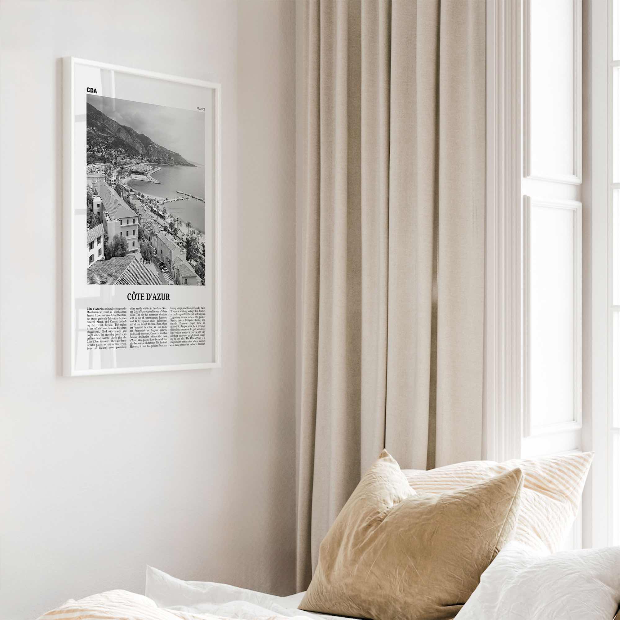 Côte d’Azur Print Black and White, Côte d’Azur Wall Art, Côte d’Azur Poster, Côte d’Azur Photo, France, Côte d'Azur, French Riviera, Azure