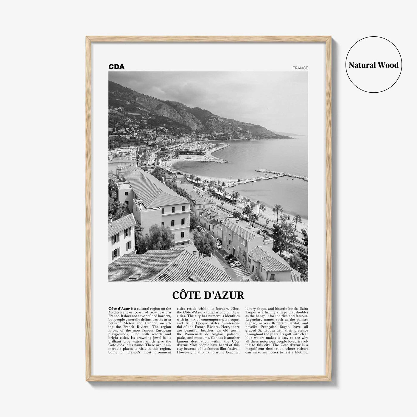 Côte d’Azur Print Black and White, Côte d’Azur Wall Art, Côte d’Azur Poster, Côte d’Azur Photo, France, Côte d'Azur, French Riviera, Azure