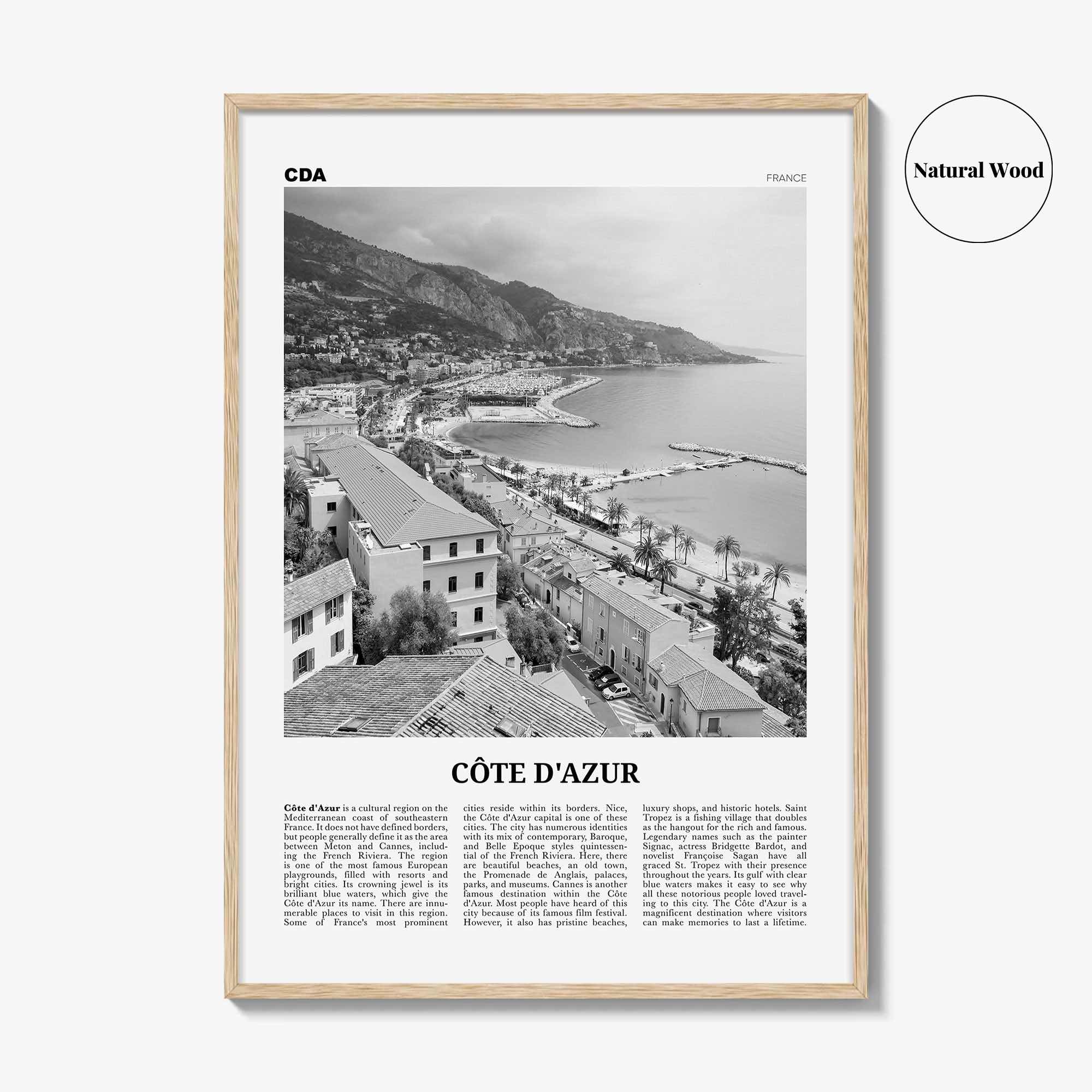 Côte d’Azur Print Black and White, Côte d’Azur Wall Art, Côte d’Azur Poster, Côte d’Azur Photo, France, Côte d'Azur, French Riviera, Azure