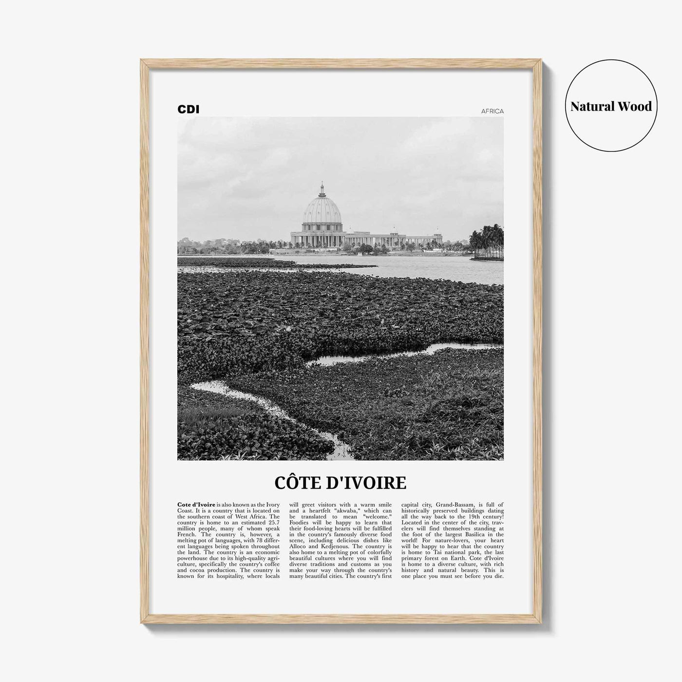 Côte d’Ivoire Print Black and White, Côte d’Ivoire Wall Art, Côte d’Ivoire Poster, Côte d’Ivoire Photo, Ivory Coast Print Black and White