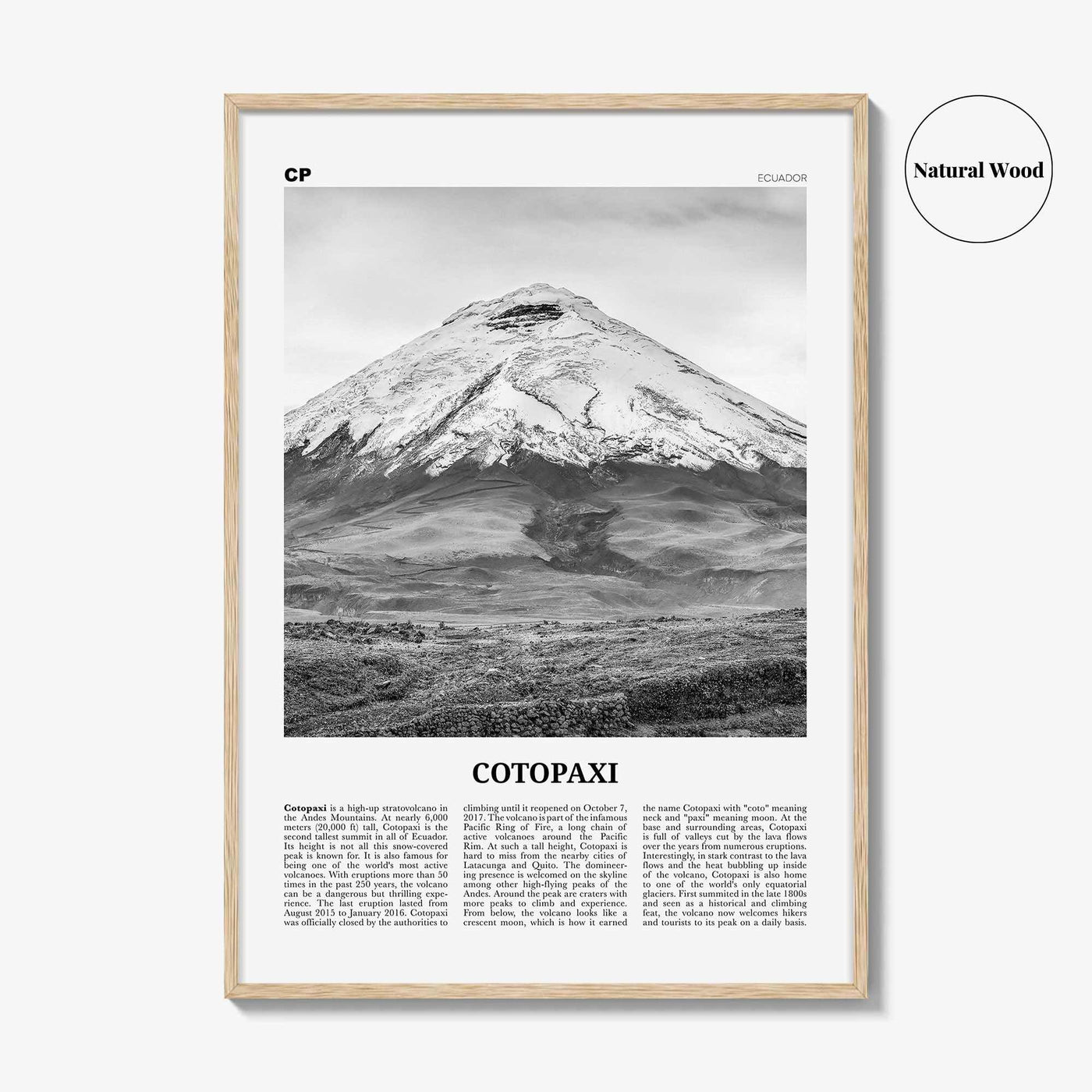Cotopaxi Print Black and White, Cotopaxi Wall Art, Cotopaxi Poster, Cotopaxi Photo, Cotopaxi Wall Décor, Cotopaxi Map, Ecuador