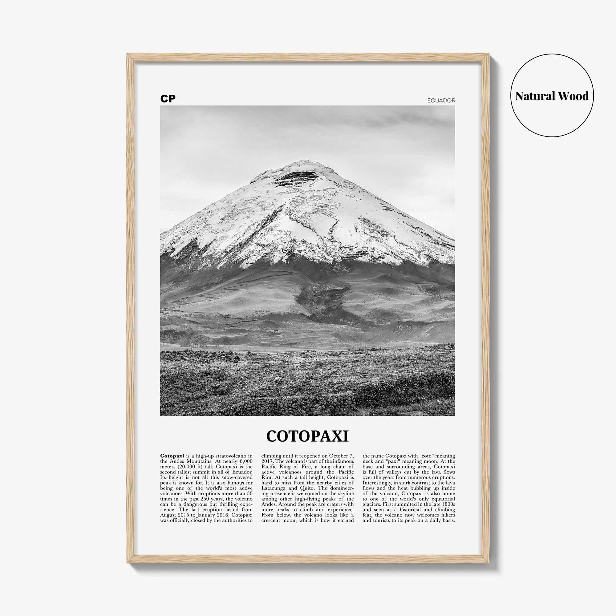Cotopaxi Print Black and White, Cotopaxi Wall Art, Cotopaxi Poster, Cotopaxi Photo, Cotopaxi Wall Décor, Cotopaxi Map, Ecuador