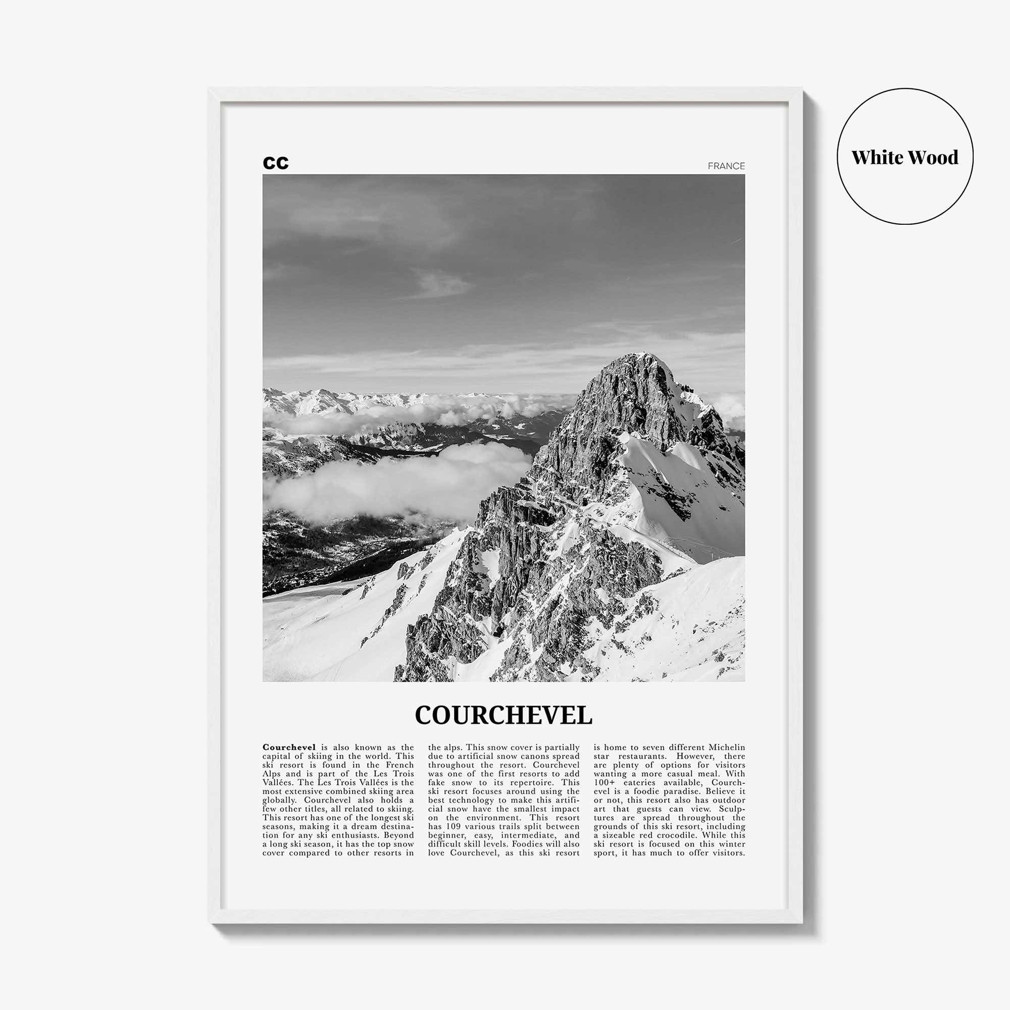 Courchevel Print Black and White, Courchevel Wall Art, Courchevel Poster, Courchevel Photo, Courchevel Wall Décor, Courchevel Map, France