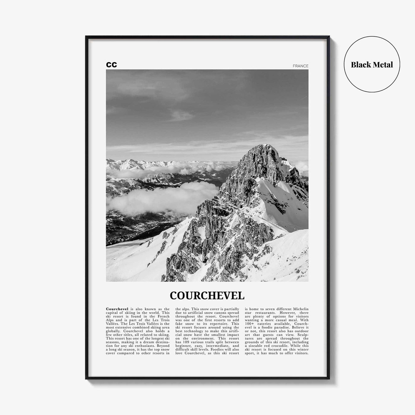 Courchevel Print Black and White, Courchevel Wall Art, Courchevel Poster, Courchevel Photo, Courchevel Wall Décor, Courchevel Map, France
