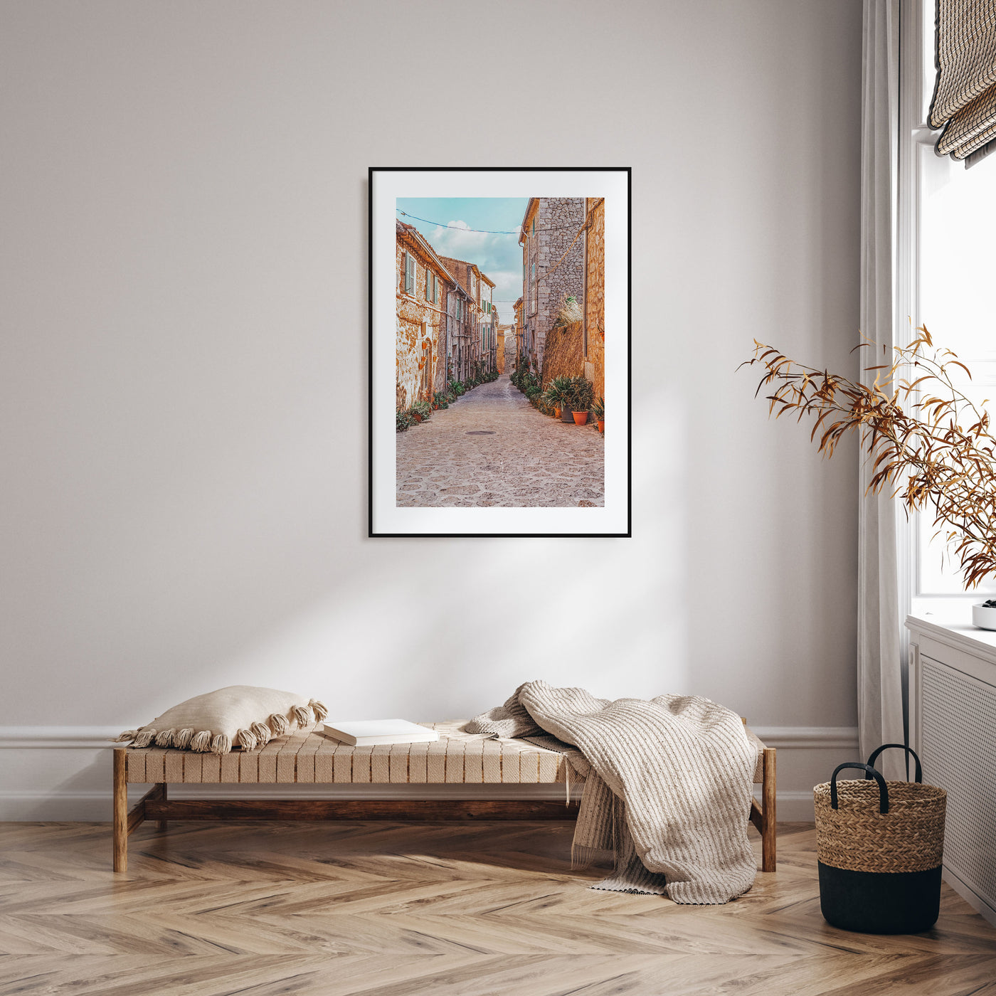 Courtyard with Flowerpots Photo Color Poster