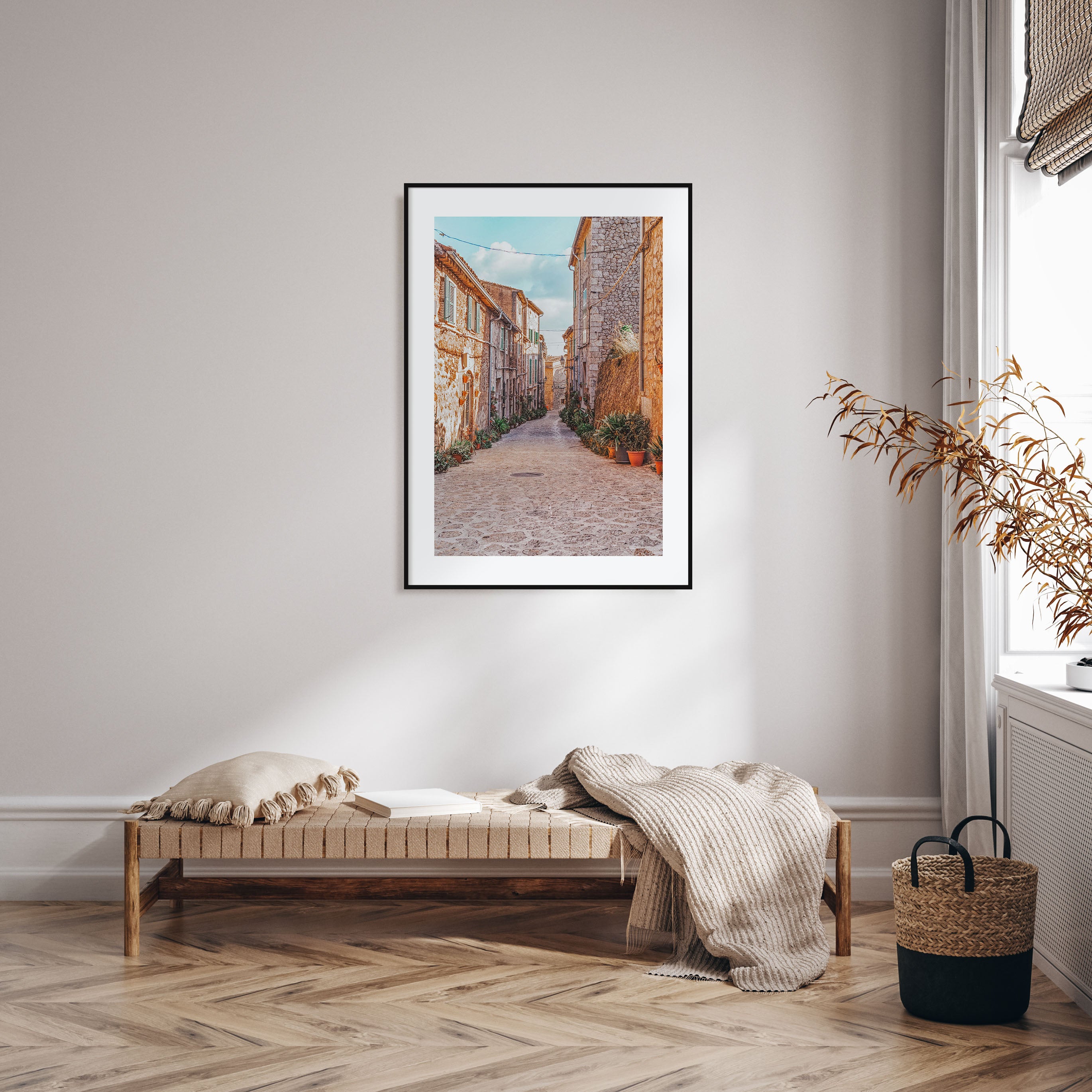 Courtyard with Flowerpots Photo Color Poster