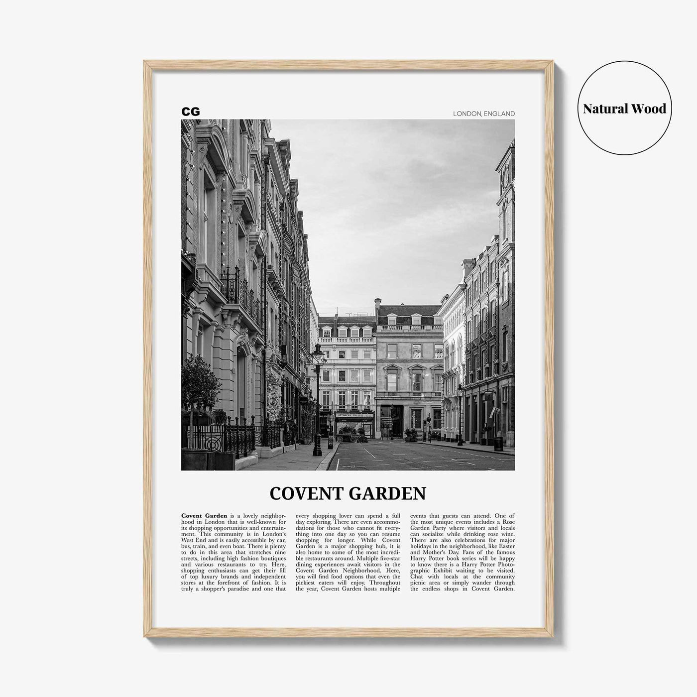 Covent Garden Print Black and White, Covent Garden Wall Art, Covent Garden Poster, Covent Garden Photo, Covent Garden Décor, London, England