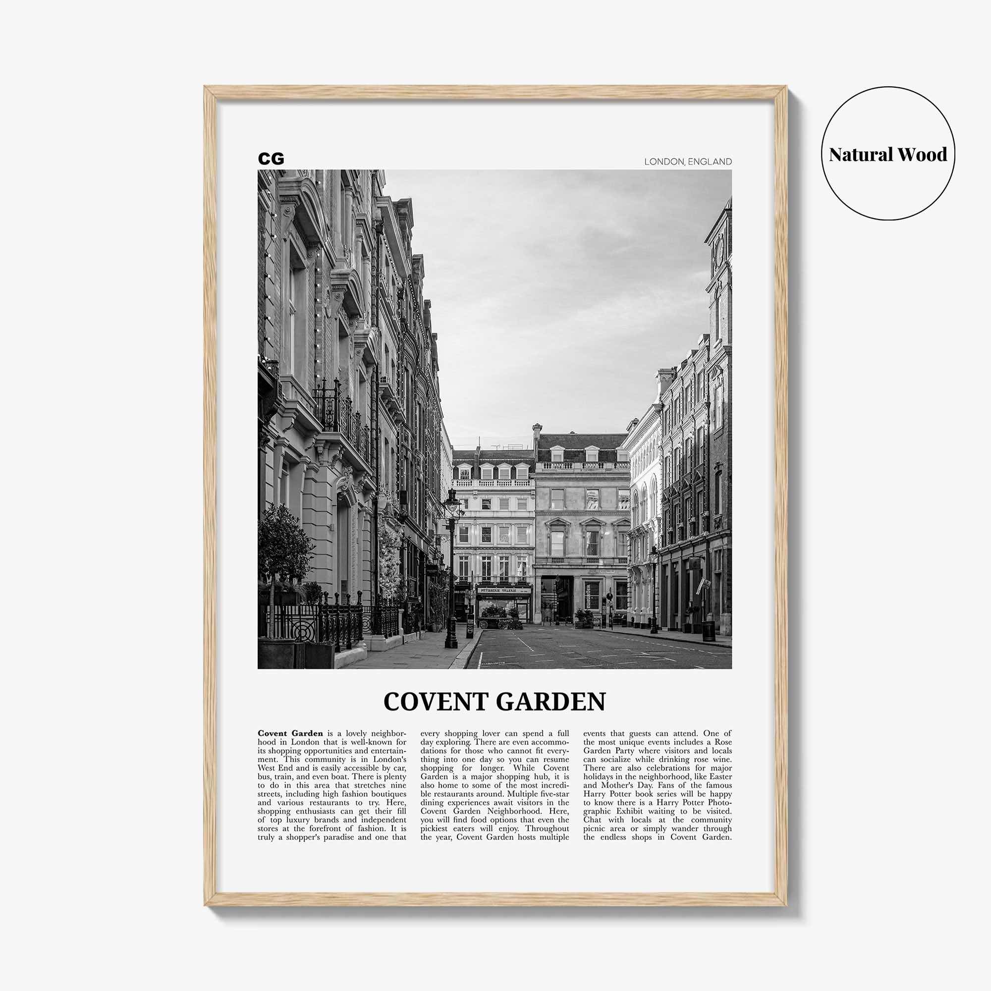 Covent Garden Print Black and White, Covent Garden Wall Art, Covent Garden Poster, Covent Garden Photo, Covent Garden Décor, London, England