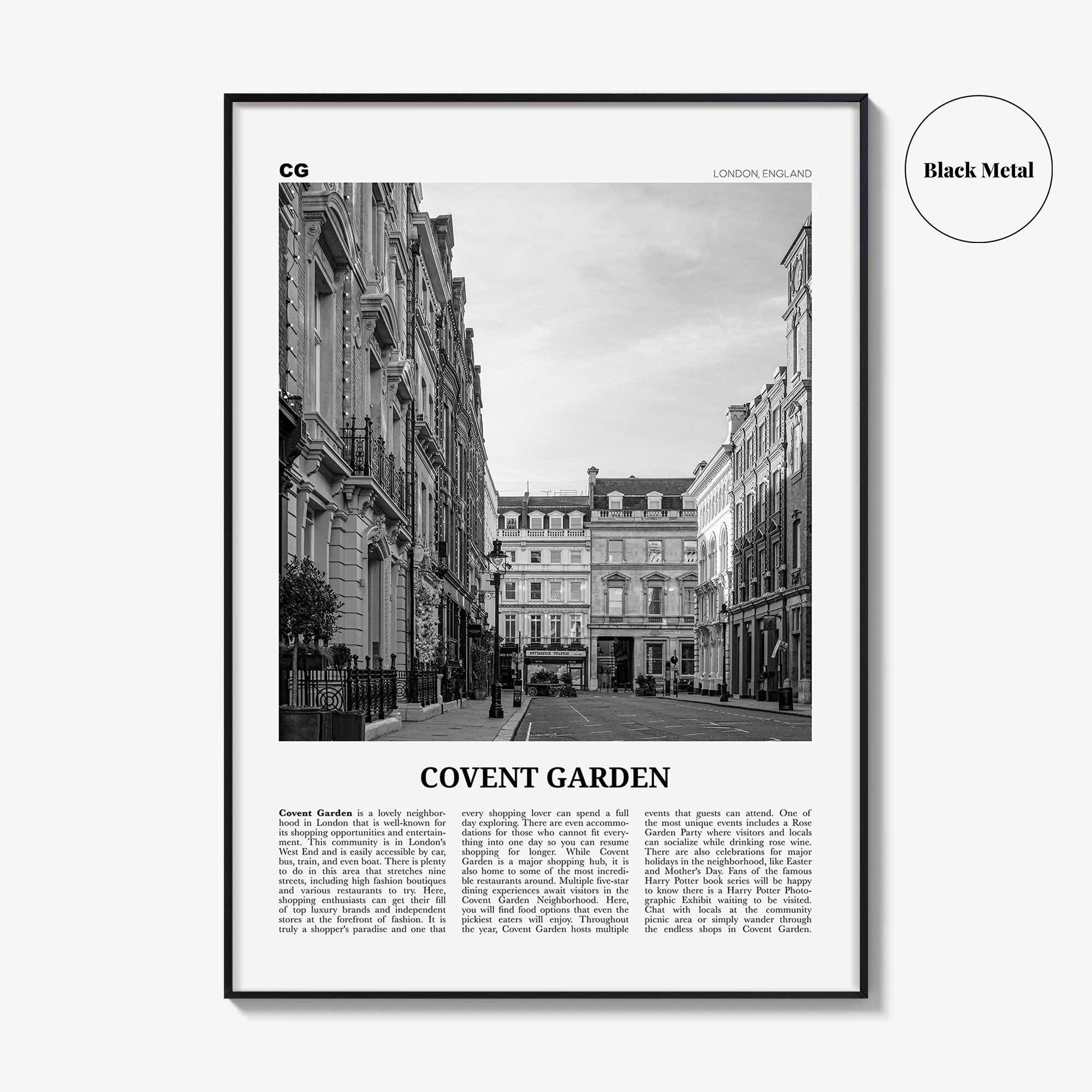 Covent Garden Print Black and White, Covent Garden Wall Art, Covent Garden Poster, Covent Garden Photo, Covent Garden Décor, London, England