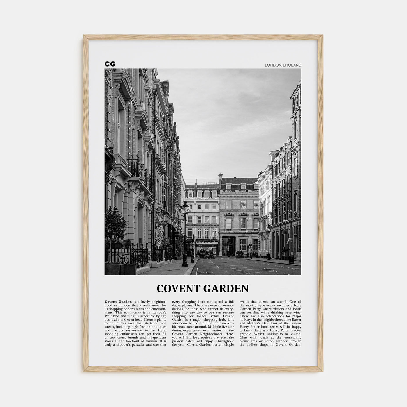 Covent Garden Travel B&W Poster