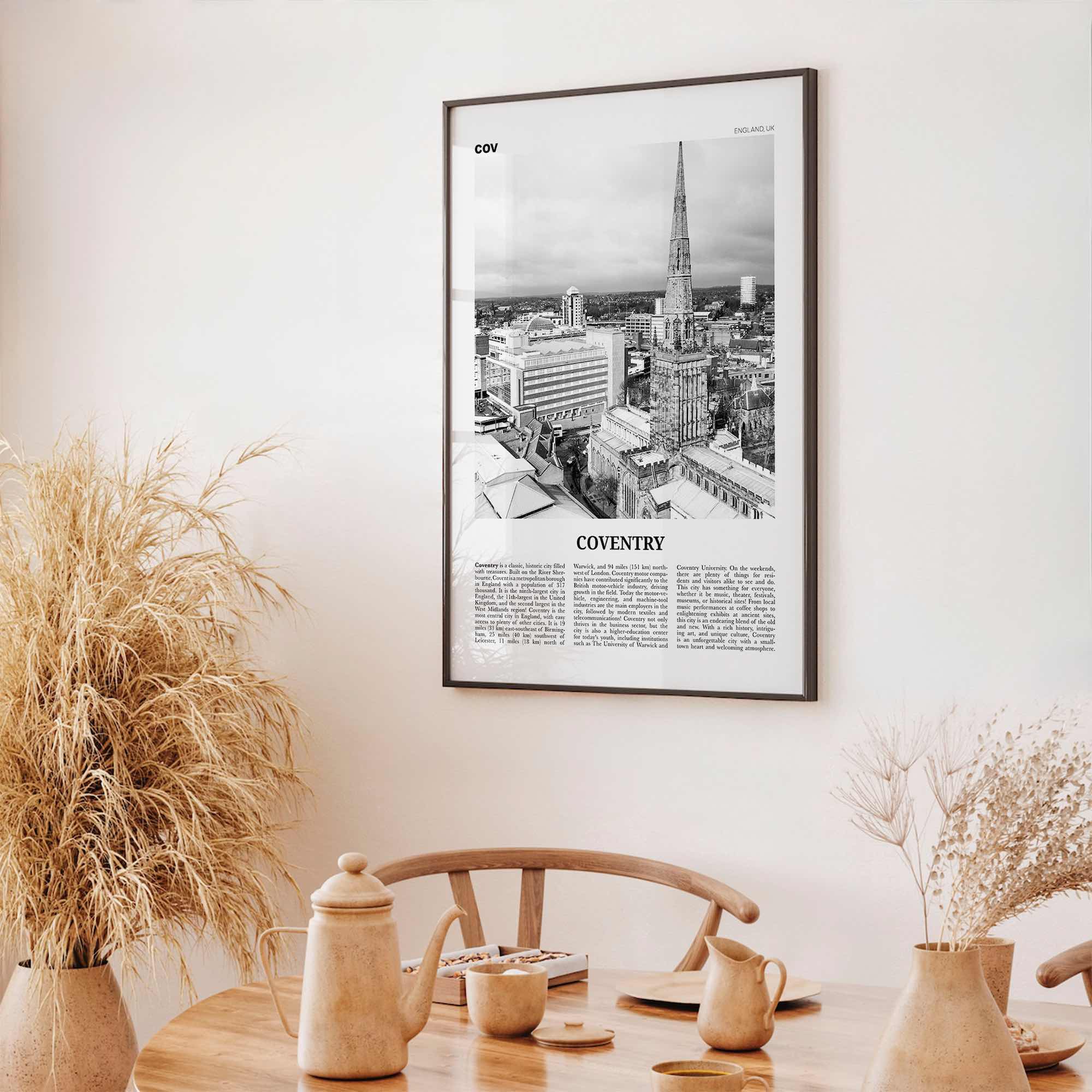 Coventry Print Black and White, Coventry Wall Art, Coventry Poster, Coventry Photo, Coventry Wall Decor, England, UK, United Kingdom, Europe