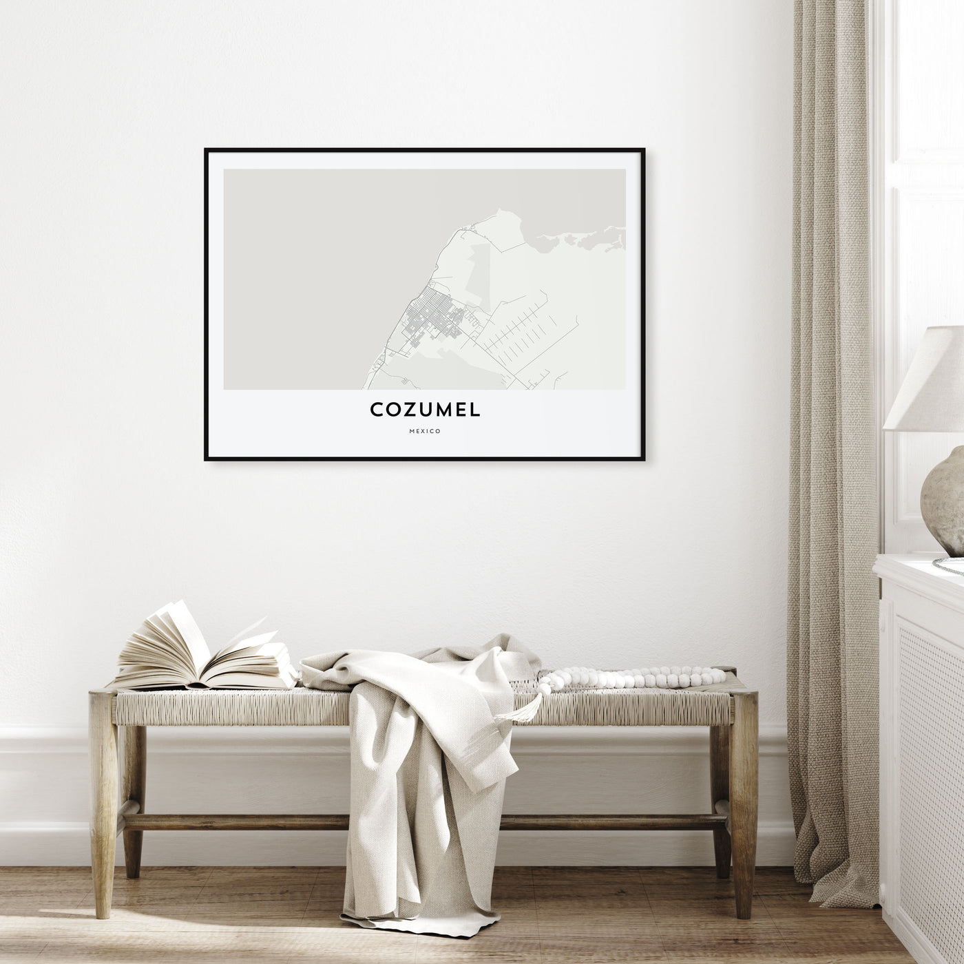 Cozumel Map Landscape Poster