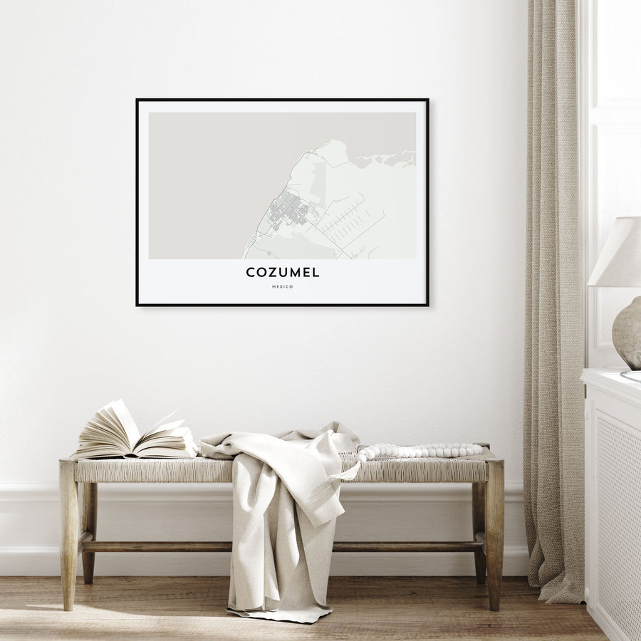 Cozumel Map Landscape Poster