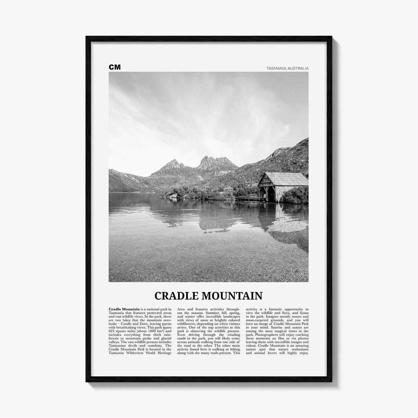 Cradle Mountain Print Black and White, Cradle Mountain Wall Art, Cradle Mountain Poster, Cradle Mountain Photo, Tasmania, Australia