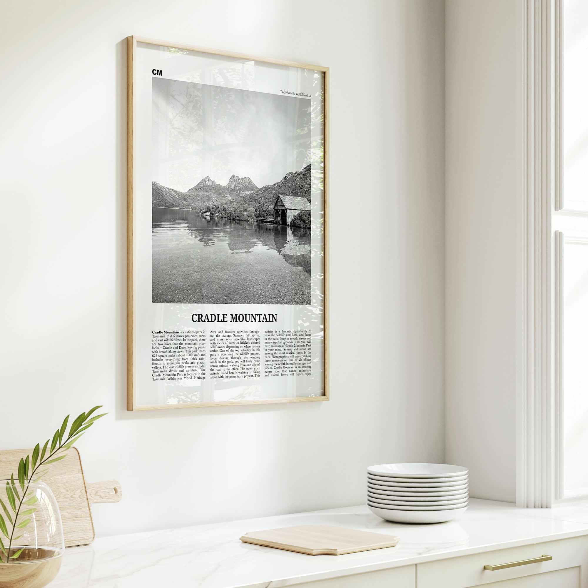 Cradle Mountain Print Black and White, Cradle Mountain Wall Art, Cradle Mountain Poster, Cradle Mountain Photo, Tasmania, Australia