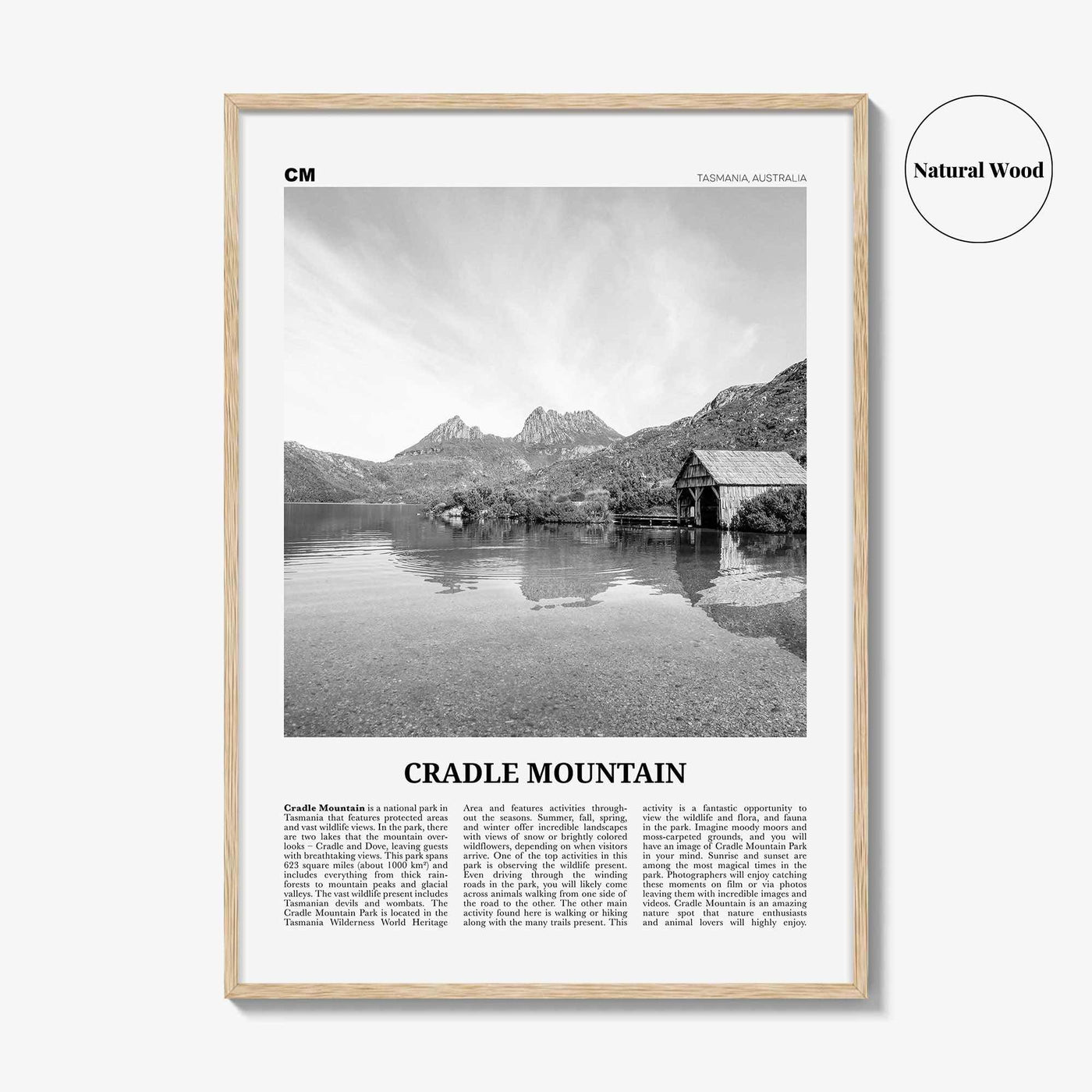 Cradle Mountain Print Black and White, Cradle Mountain Wall Art, Cradle Mountain Poster, Cradle Mountain Photo, Tasmania, Australia