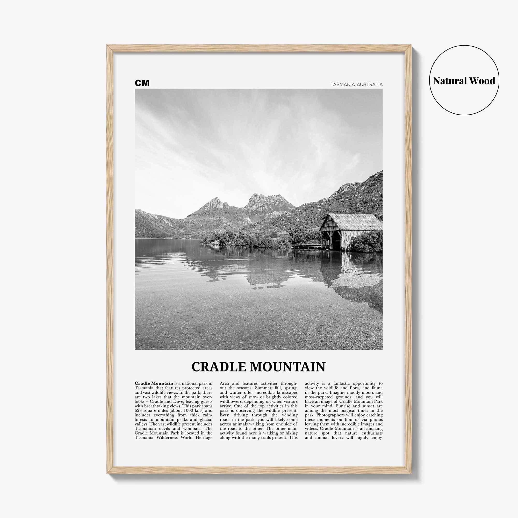 Cradle Mountain Print Black and White, Cradle Mountain Wall Art, Cradle Mountain Poster, Cradle Mountain Photo, Tasmania, Australia