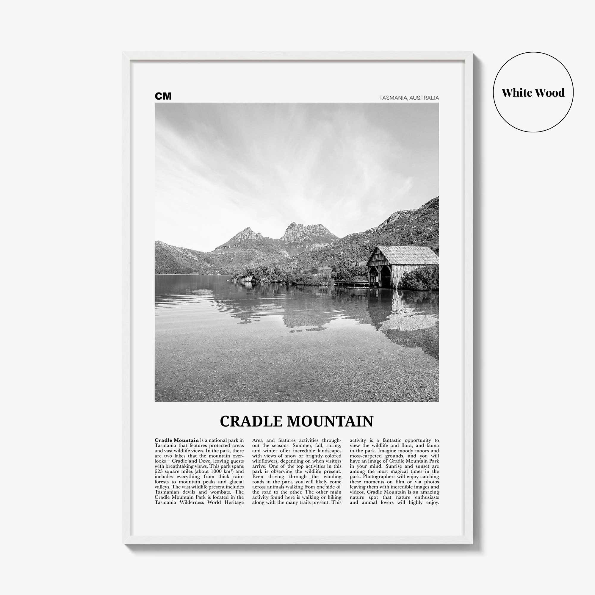 Cradle Mountain Print Black and White, Cradle Mountain Wall Art, Cradle Mountain Poster, Cradle Mountain Photo, Tasmania, Australia