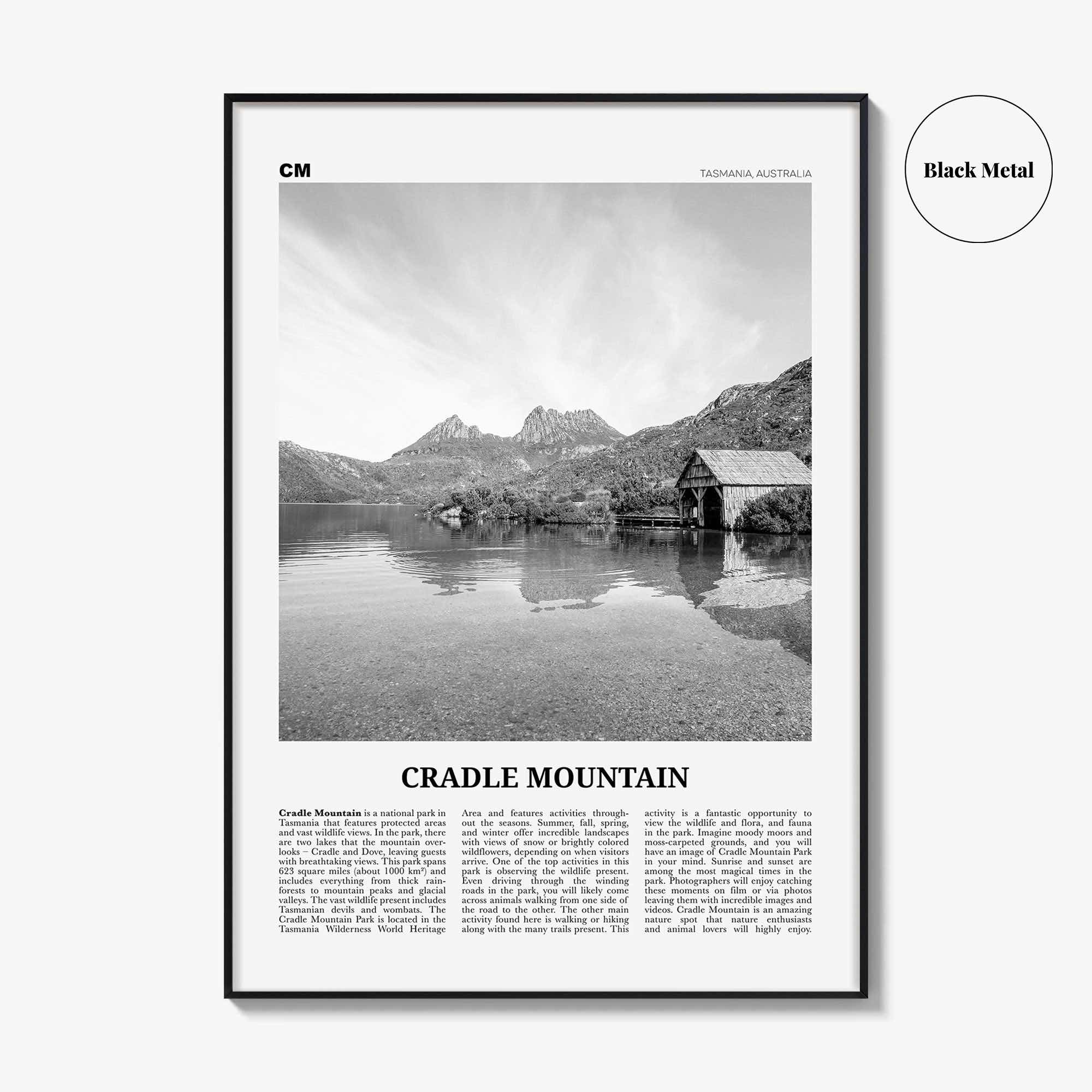 Cradle Mountain Print Black and White, Cradle Mountain Wall Art, Cradle Mountain Poster, Cradle Mountain Photo, Tasmania, Australia