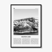 Crater Lake Print Black and White, Crater Lake Wall Art, Crater Lake Poster, Crater Lake Photo, Oregon, USA, United States, North America