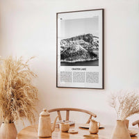 Crater Lake Print Black and White, Crater Lake Wall Art, Crater Lake Poster, Crater Lake Photo, Oregon, USA, United States, North America