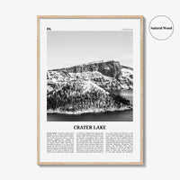 Crater Lake Print Black and White, Crater Lake Wall Art, Crater Lake Poster, Crater Lake Photo, Oregon, USA, United States, North America