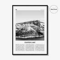 Crater Lake Print Black and White, Crater Lake Wall Art, Crater Lake Poster, Crater Lake Photo, Oregon, USA, United States, North America