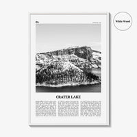 Crater Lake Print Black and White, Crater Lake Wall Art, Crater Lake Poster, Crater Lake Photo, Oregon, USA, United States, North America