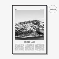 Crater Lake Print Black and White, Crater Lake Wall Art, Crater Lake Poster, Crater Lake Photo, Oregon, USA, United States, North America