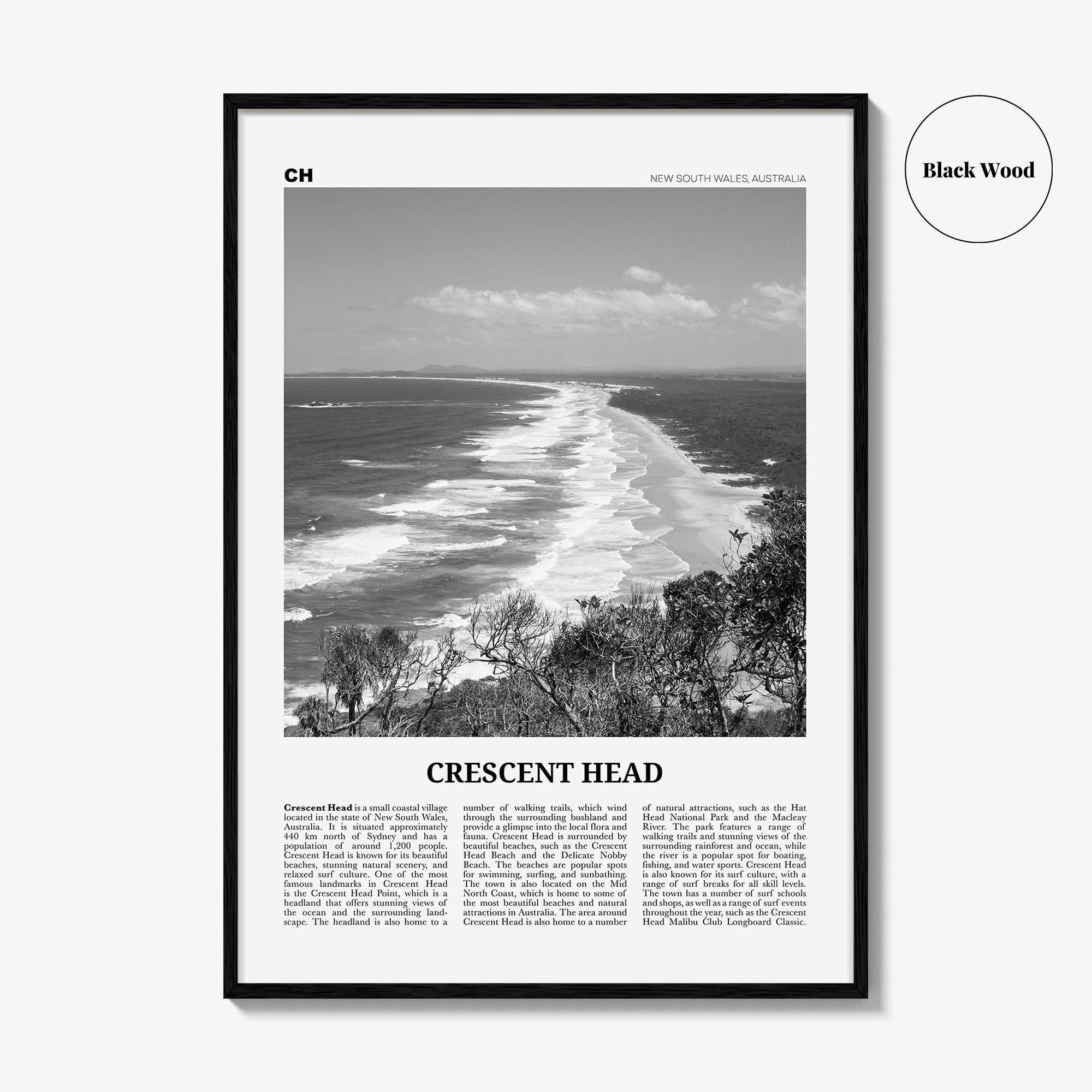 Crescent Head Print Black and White, Crescent Head Art, Crescent Head Poster, Crescent Head Photo, Crescent Head Décor, Crescent Head Map