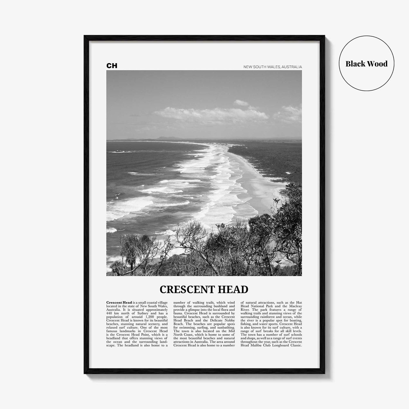 Crescent Head Print Black and White, Crescent Head Art, Crescent Head Poster, Crescent Head Photo, Crescent Head Décor, Crescent Head Map