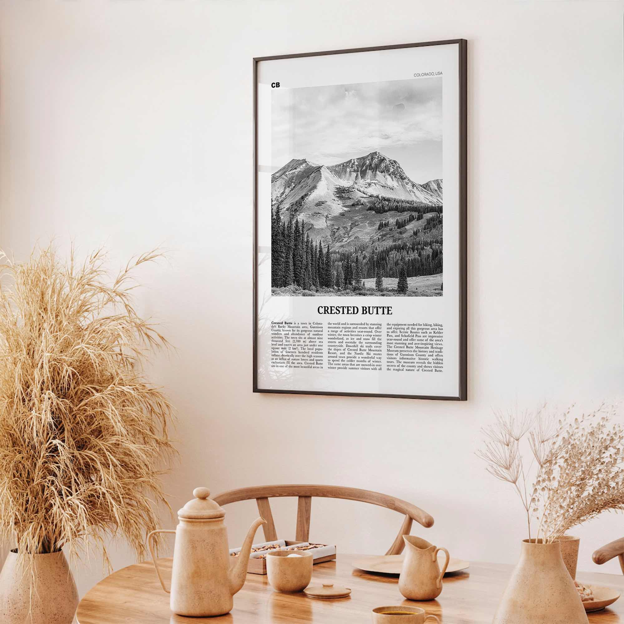 Crested Butte Print Black and White, Crested Butte Wall Art, Crested Butte Poster, Crested Butte Photo, Crested Butte Map, Colorado, USA