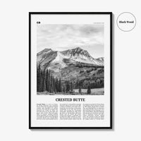 Crested Butte Print Black and White, Crested Butte Wall Art, Crested Butte Poster, Crested Butte Photo, Crested Butte Map, Colorado, USA