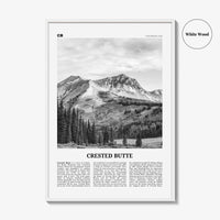 Crested Butte Print Black and White, Crested Butte Wall Art, Crested Butte Poster, Crested Butte Photo, Crested Butte Map, Colorado, USA