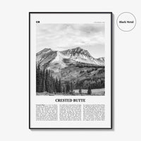 Crested Butte Print Black and White, Crested Butte Wall Art, Crested Butte Poster, Crested Butte Photo, Crested Butte Map, Colorado, USA