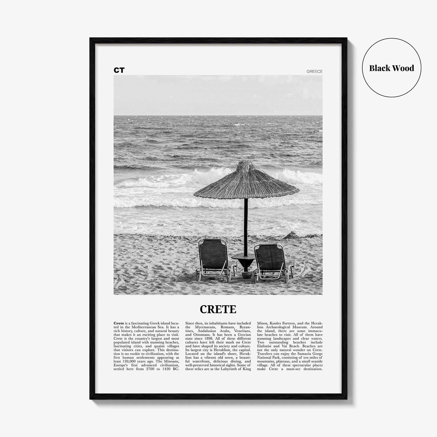 Crete Print Black and White, Crete Wall Art, Crete Poster, Crete Photo, Crete Wall Décor, Κρήτη, Kríti, Krḗtē, Greek, Crete Island