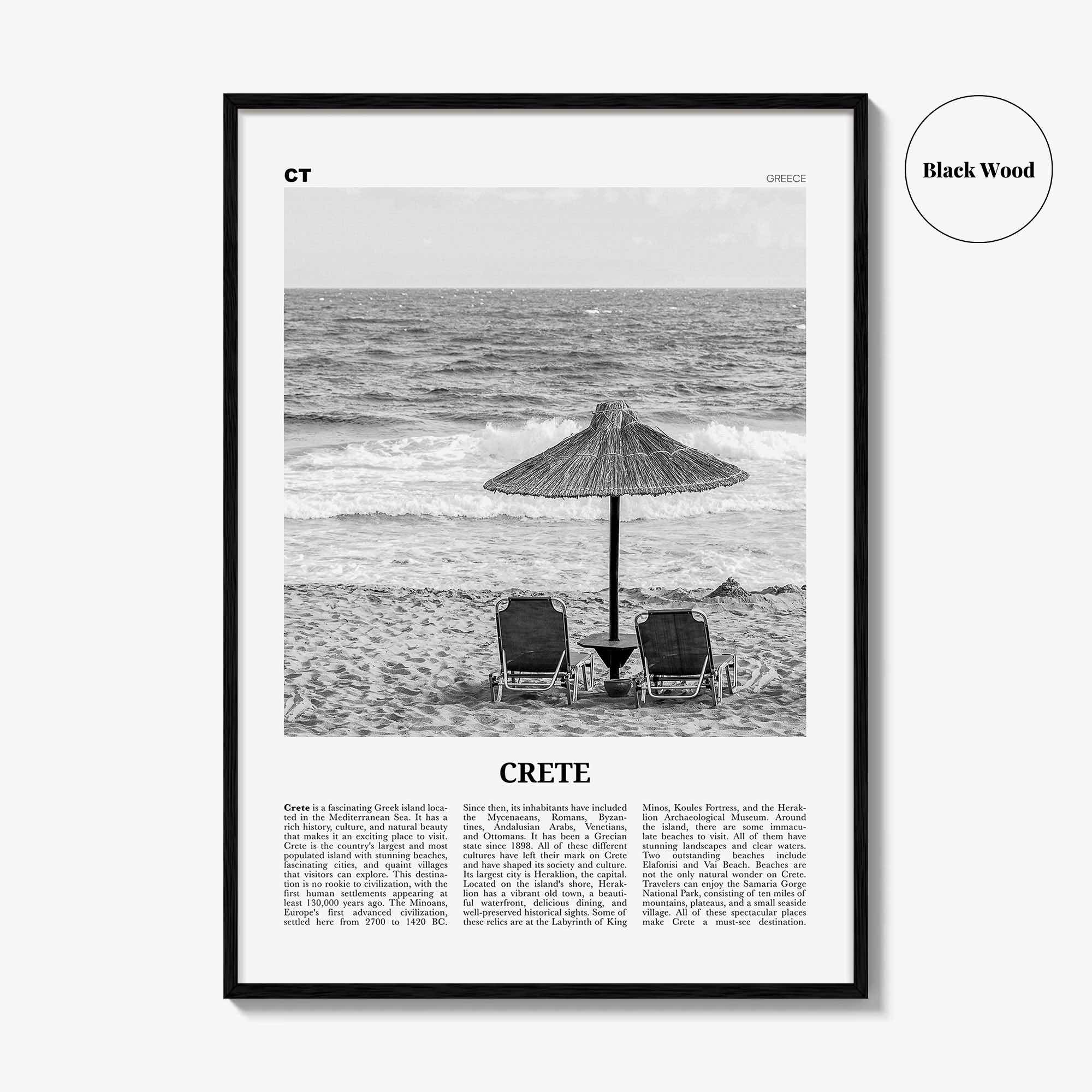 Crete Print Black and White, Crete Wall Art, Crete Poster, Crete Photo, Crete Wall Décor, Κρήτη, Kríti, Krḗtē, Greek, Crete Island