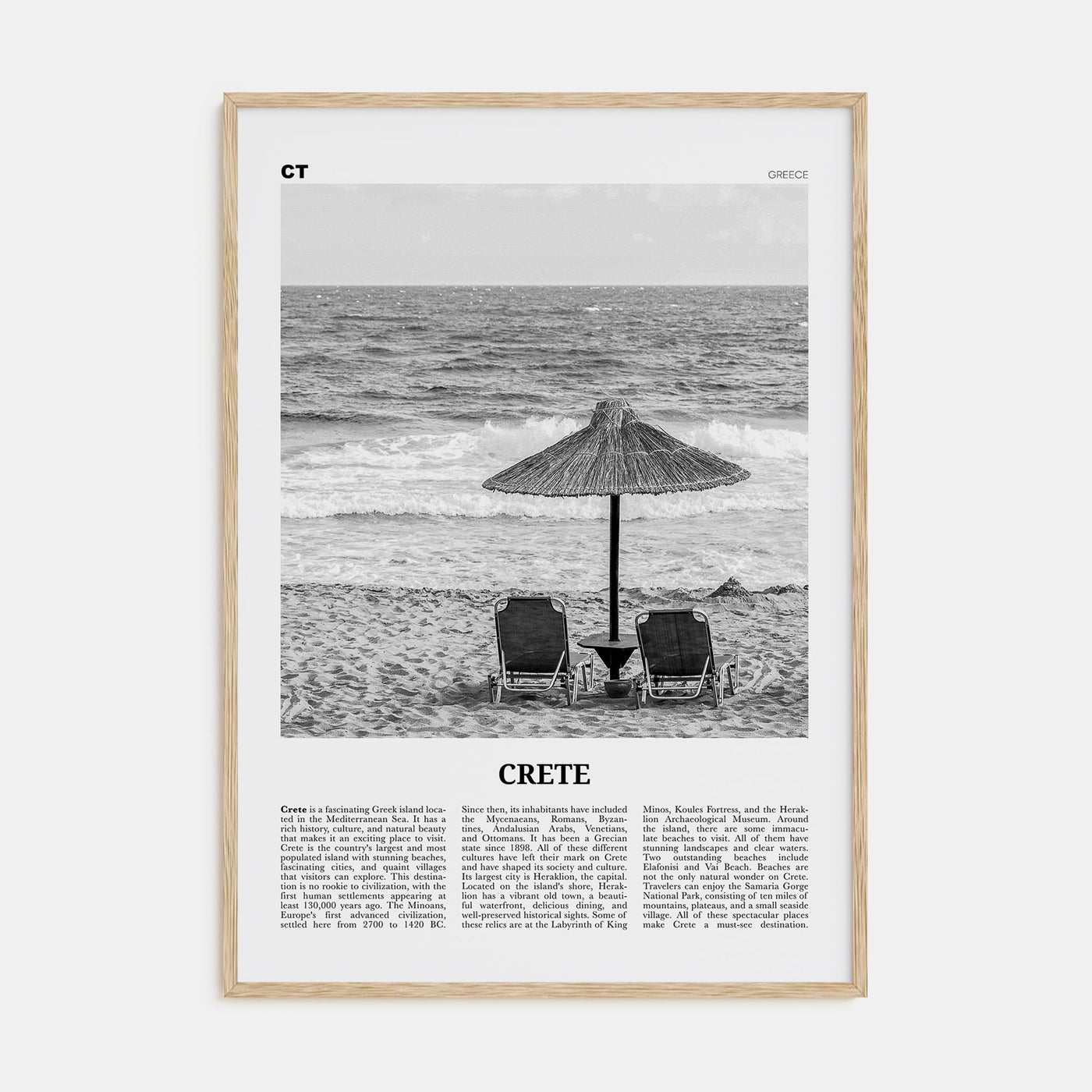 Crete Travel B&W Poster