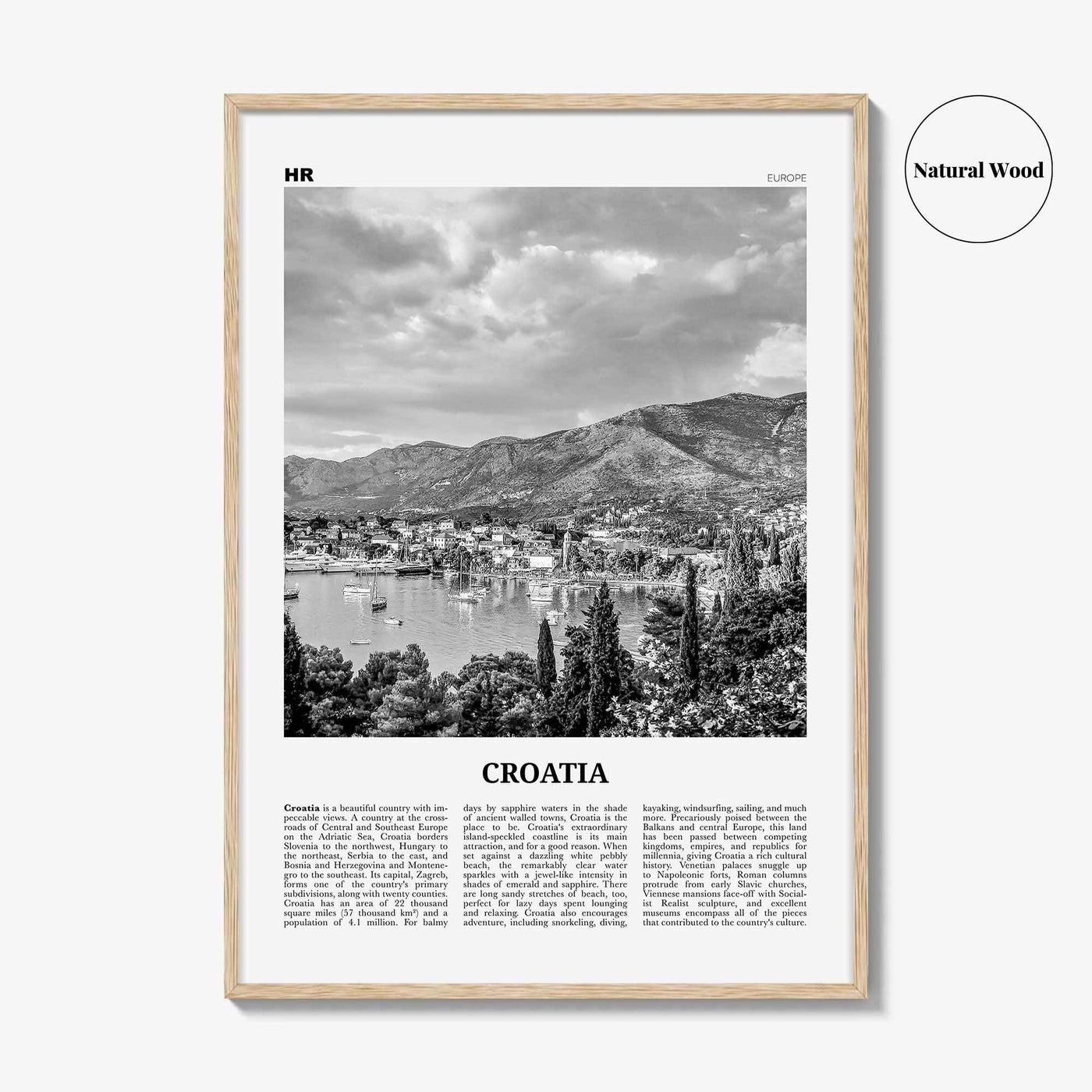 Croatia Print Black and White, Croatia Wall Art, Croatia Poster, Croatia Photo, Croatia Wall Decor, Hrvatska, Zagreb, Balkan
