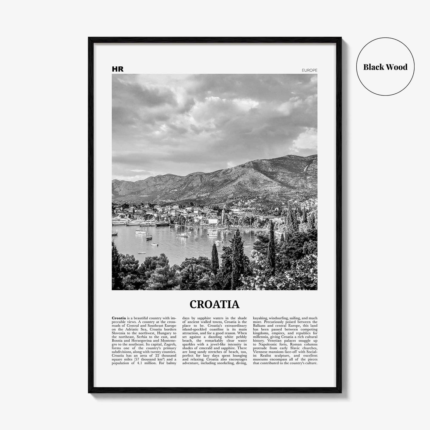 Croatia Print Black and White, Croatia Wall Art, Croatia Poster, Croatia Photo, Croatia Wall Decor, Hrvatska, Zagreb, Balkan