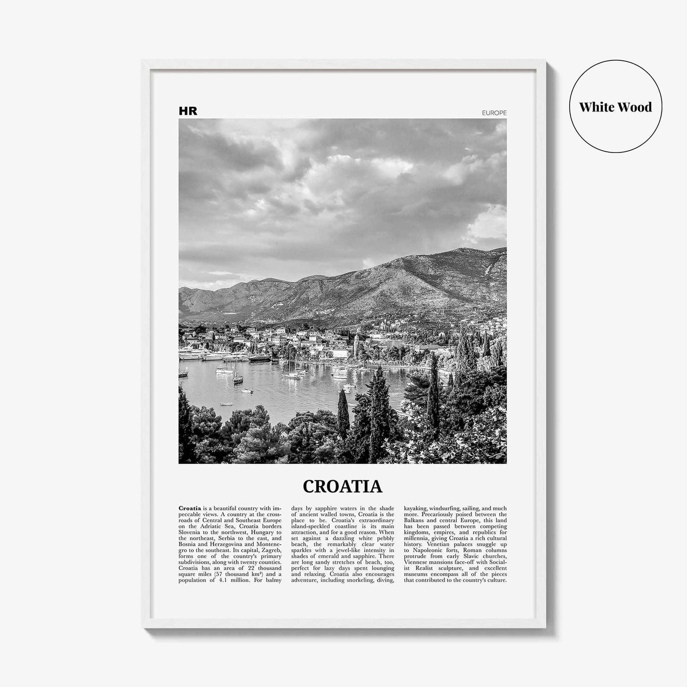 Croatia Print Black and White, Croatia Wall Art, Croatia Poster, Croatia Photo, Croatia Wall Decor, Hrvatska, Zagreb, Balkan