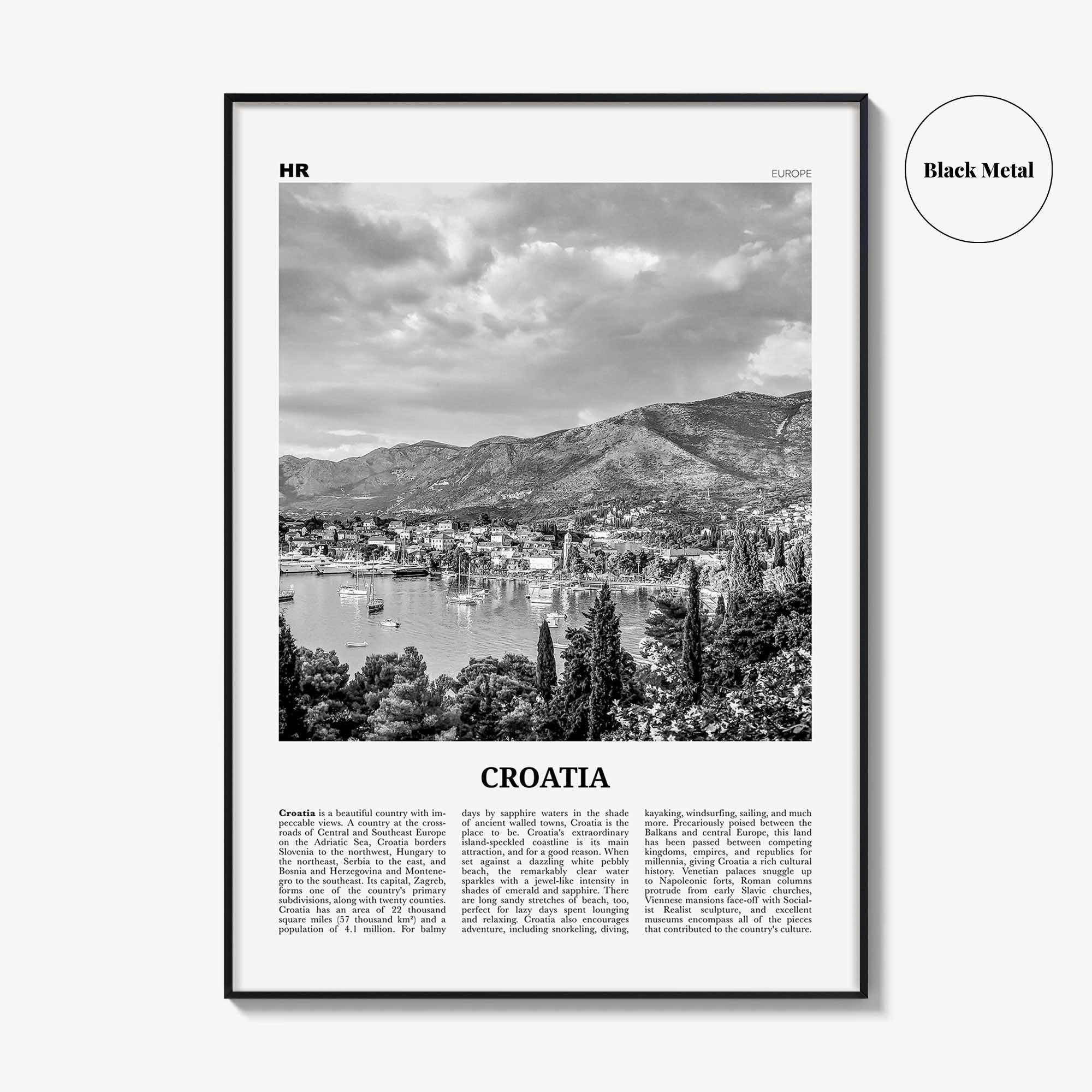 Croatia Print Black and White, Croatia Wall Art, Croatia Poster, Croatia Photo, Croatia Wall Decor, Hrvatska, Zagreb, Balkan