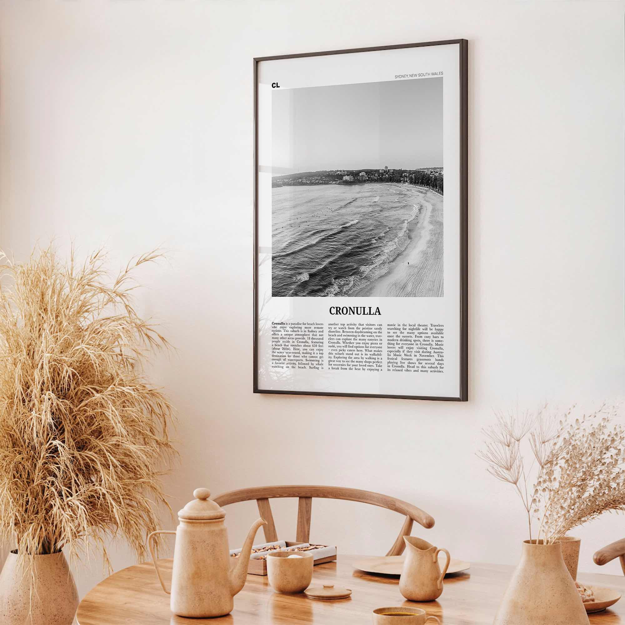 Cronulla Print Black and White, Cronulla Wall Art, Cronulla Poster, Cronulla Photo, Cronulla Wall Décor, Sydney, Australia