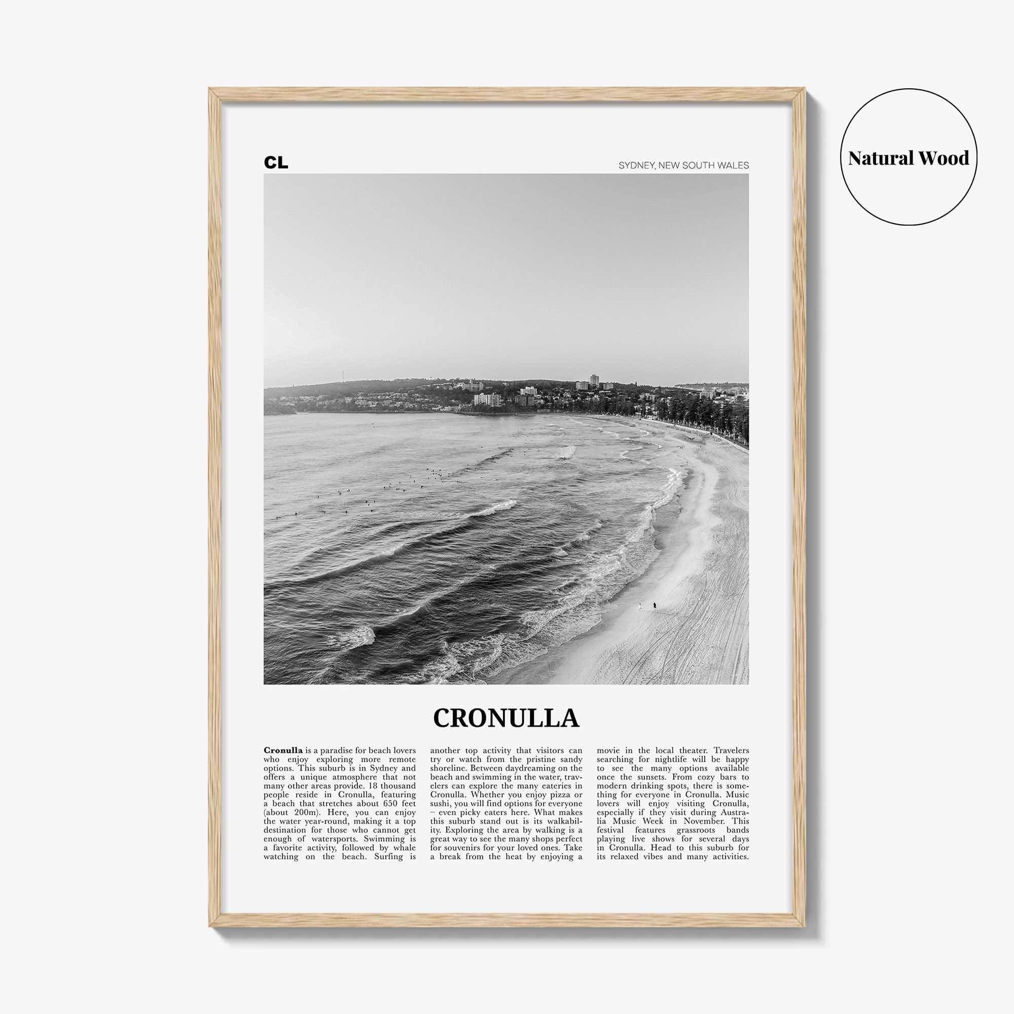 Cronulla Print Black and White, Cronulla Wall Art, Cronulla Poster, Cronulla Photo, Cronulla Wall Décor, Sydney, Australia