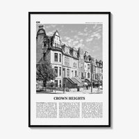 Crown Heights Print Black and White, Crown Heights Wall Art, Crown Heights Poster, Crown Heights Photo, New York, USA, United States