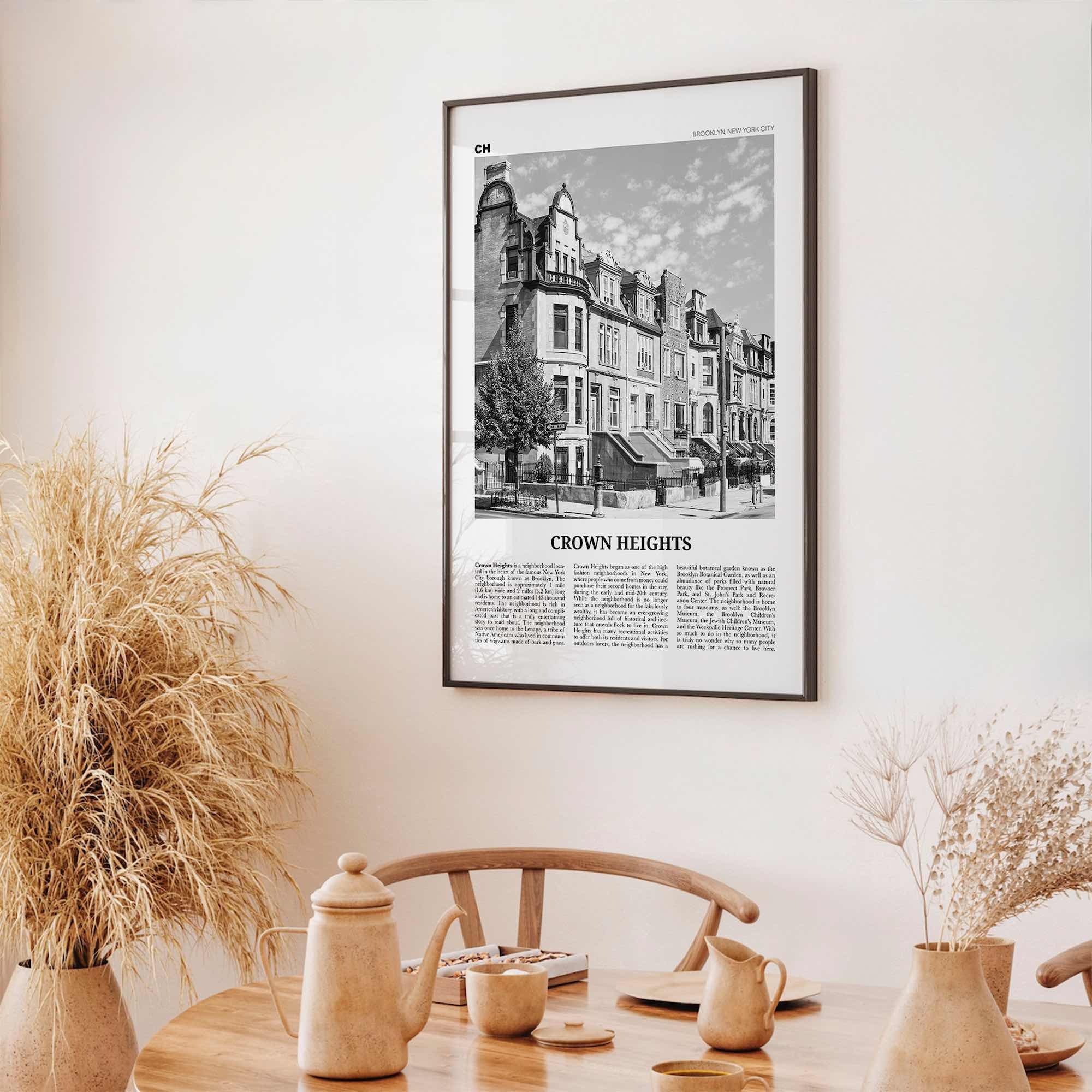 Crown Heights Print Black and White, Crown Heights Wall Art, Crown Heights Poster, Crown Heights Photo, New York, USA, United States