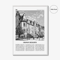 Crown Heights Print Black and White, Crown Heights Wall Art, Crown Heights Poster, Crown Heights Photo, New York, USA, United States